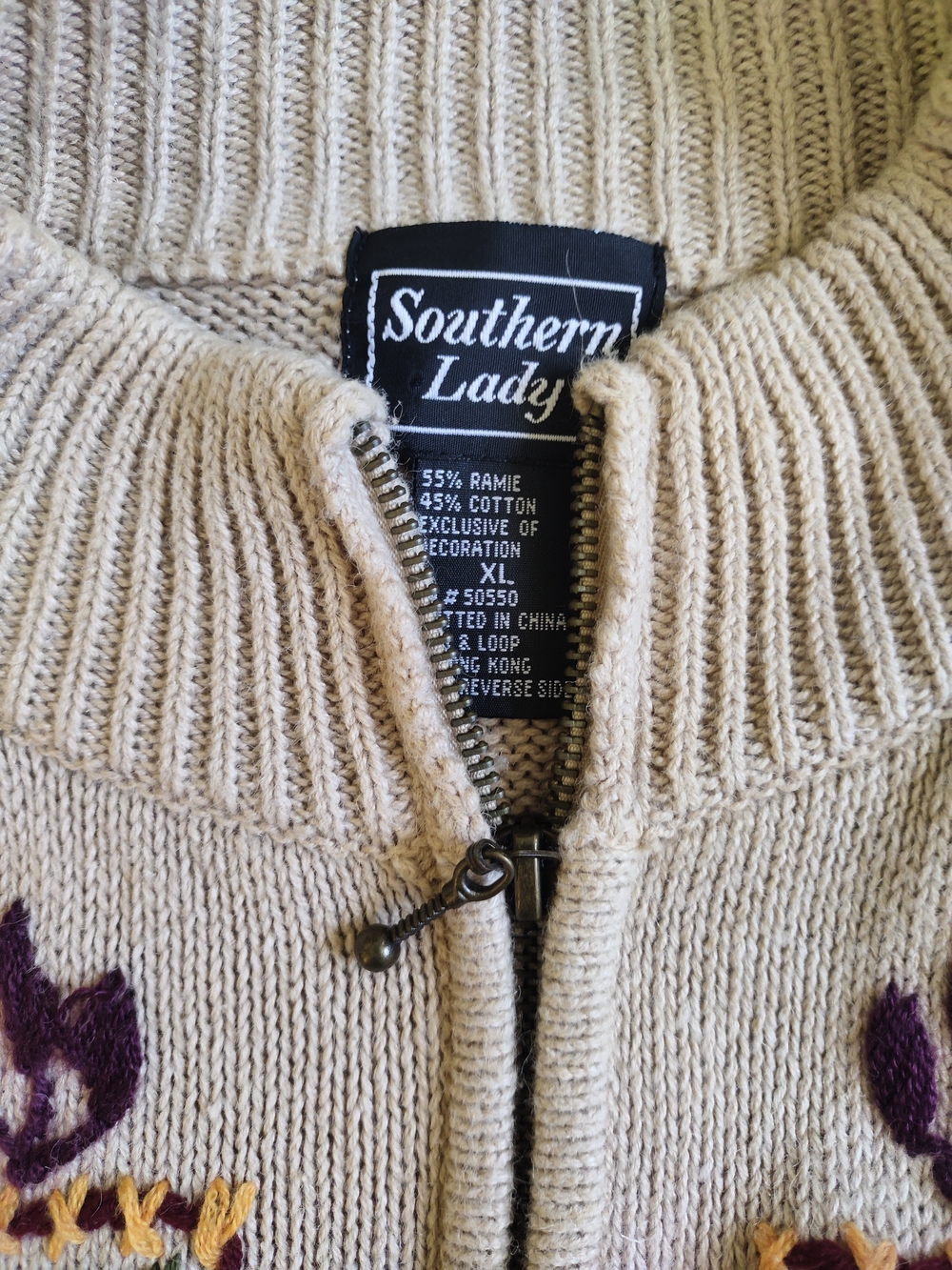 Southern Lady Cream Embroidered Floral Zip Vest - Picture 4 of 4